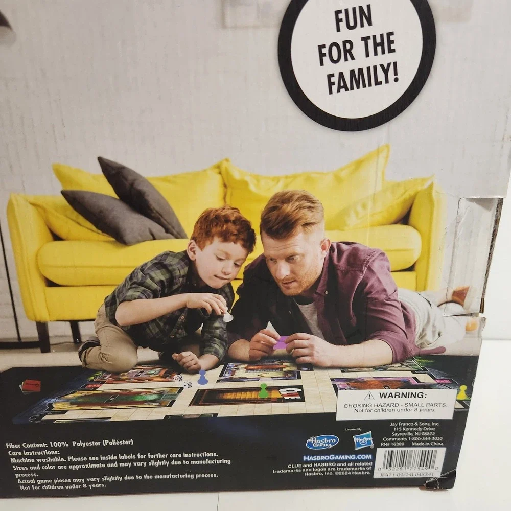 NEW Hasbro Clue Game Blanket 60x90 Family Floor Game Complete w Box 2024